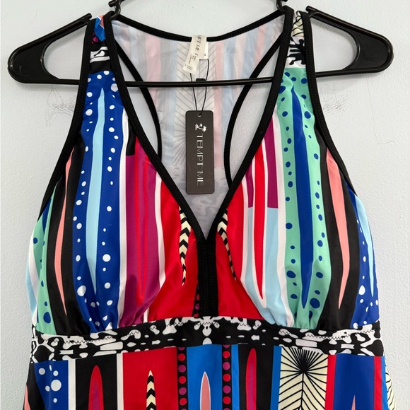 NWT MultiColor Racerback Tankini Top - Picture 3 of 4